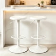 thumbnail image 1 of White Bar Stools Set of 2, 360° Swivel Round Adjustable Counter Height Bar Stools, Industrial Backless Metal Bar Chairs for Kitchen Island with Footrest, 1 of 9