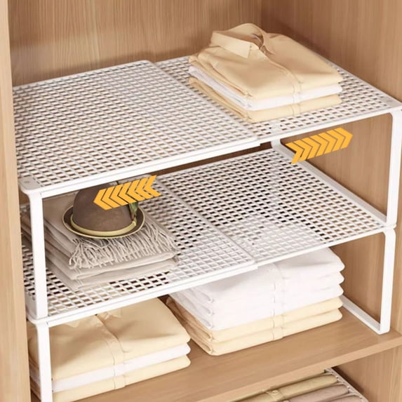 Adjustable Metal Cabinet Shelf Organizer for Kitchen Pantry Bathroom Storage - 1 Rack