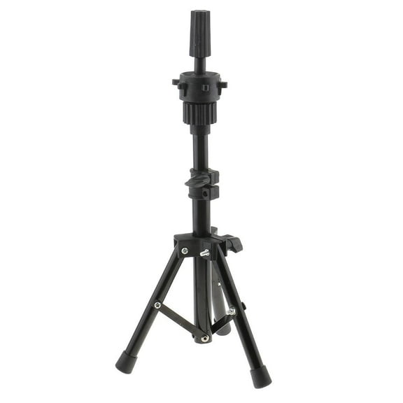 Adjustable Metal Cosmetology Practice Tripod  Canvas Block Manikin Training Hair Head Black 14.96 - 21.26inch