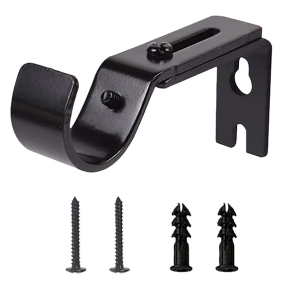 Adjustable Metal Curtain Rod Bracket Drill Free Window Drapery Hardware Black Finish