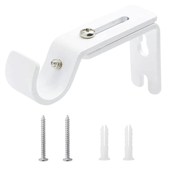 Adjustable Metal Curtain Rod Bracket Drill Free Window Drapery Hardware White Finish