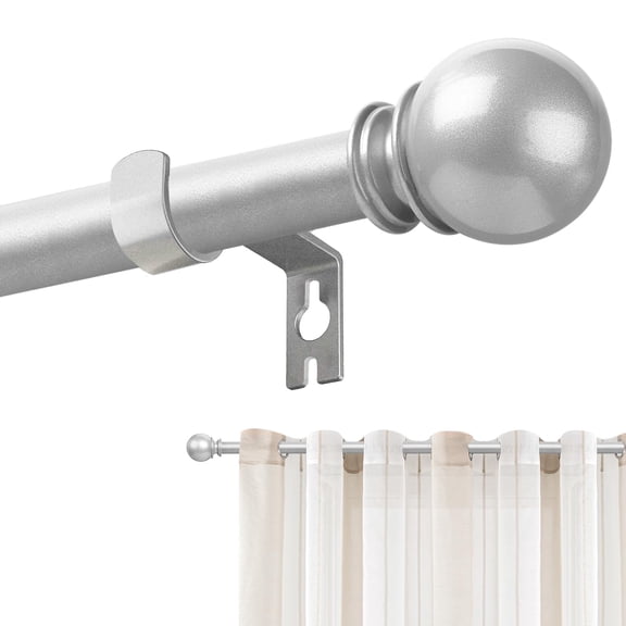 Adjustable Metal Curtain Rods 28 to 48 Inch 2 Pack 5/8 Inch Diameter Heavy Duty Window Curtain Rod with Brackets Silver
