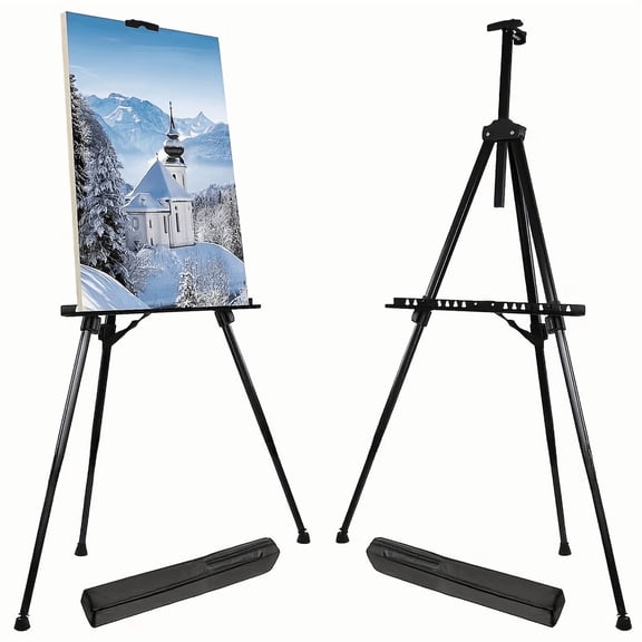 Adjustable Metal Display Tripod Stand, Foldable Portable Poster Easel for Wedding Sign, Party Decor, Art Exhibition, with Storage Bag