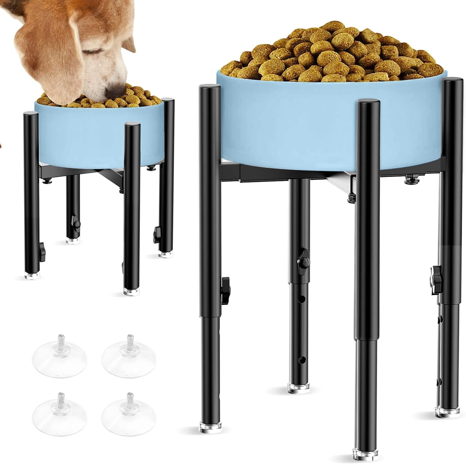 Adjustable Metal Dog Bowl Stand, Fits for 7-11 Inch Bowl, Heavy-Duty Metal Elevated Pet Bowl Holder, Easy to Assembly (Bowl Not Included)