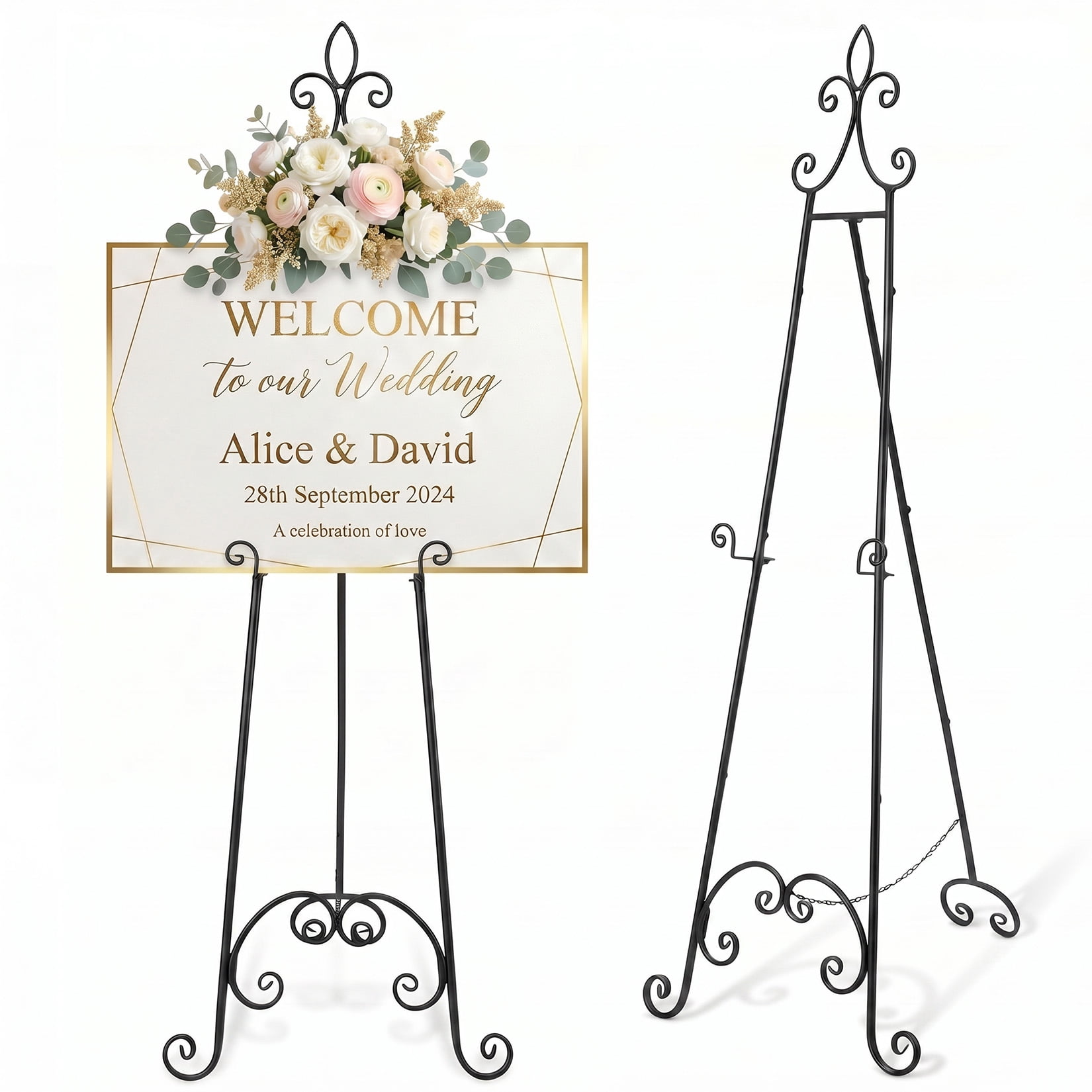Adjustable Metal Easel Stand 63 Inch Black Floor Display Rack Sturdy ...