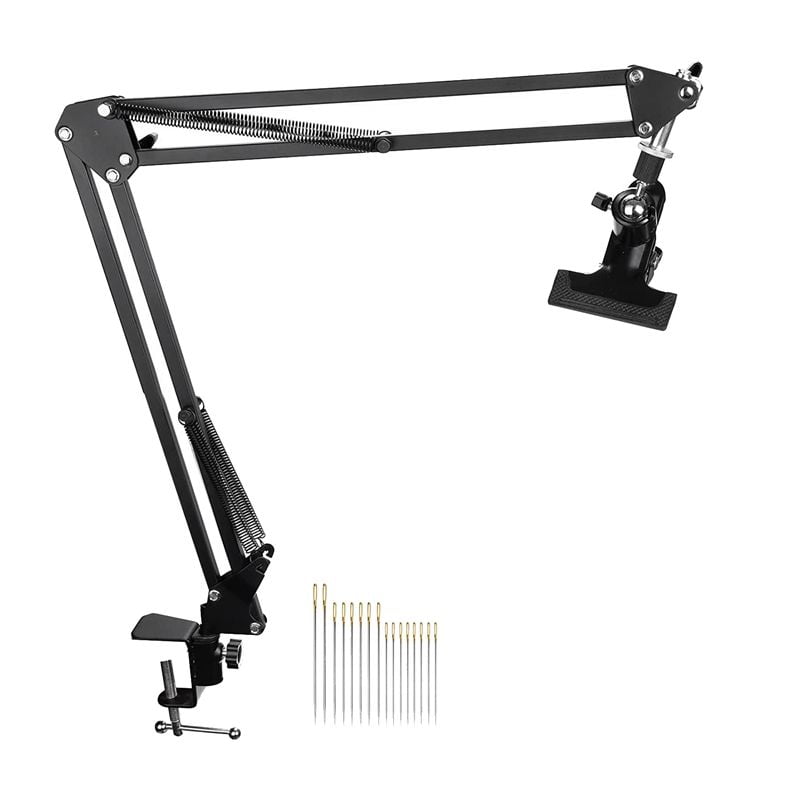 WM25 Adjustable Metal Embroidery Hoop Stand, Folding Embroidery Hoop Holder and 16 Pieces Emb