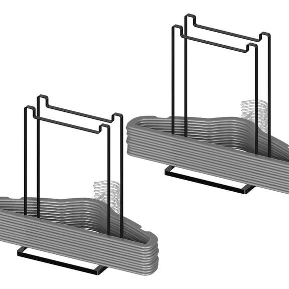 Adjustable Metal Hanger Stacker, for Adults and Children, Holds up to 55 Velvet/Wire/Plastic Hangers, Space Saver for Closet/Laundry Room (Black, 2Pack)