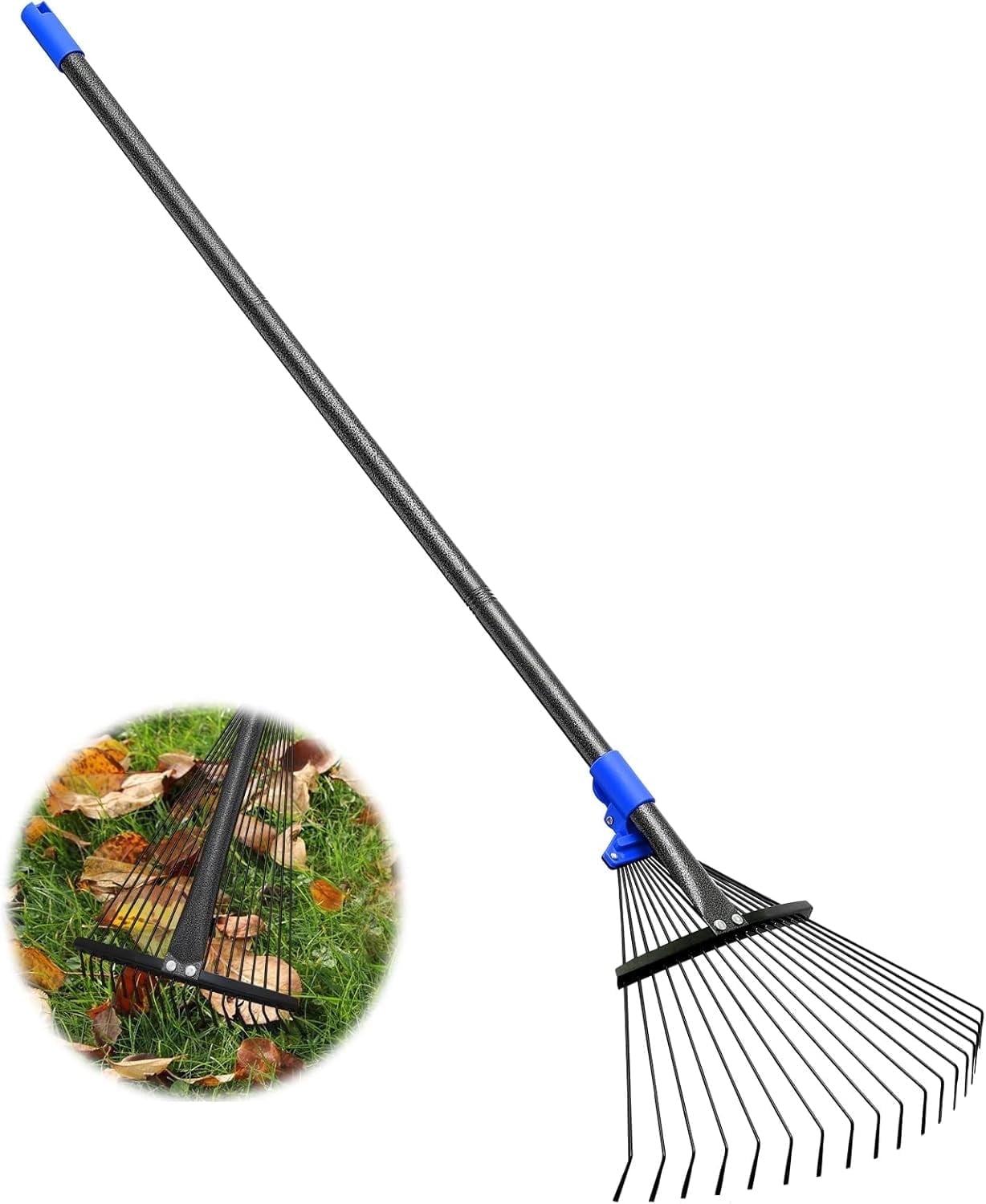 Expandable Rakes LCOKEIY Adjustable Steel Leaf Rake with Expandable Head, Yard Rake for ...