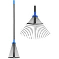 thumbnail image 1 of Adjustable Metal Leaf Rake Long Handle, Garden Rakes for Lawns Heavy Duty Leaves with Expandable Head 8-17", Yard Women Kids Rake for Gardening RV Camping, 1 of 5