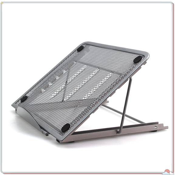 Adjustable Metal Mesh Laptop Stand, Foldable Ergonomic Notebook Riser with Cooling Ventilation, Multi-Angle Portable Computer Holder for 10-17" Laptops, Tablets(Gray)