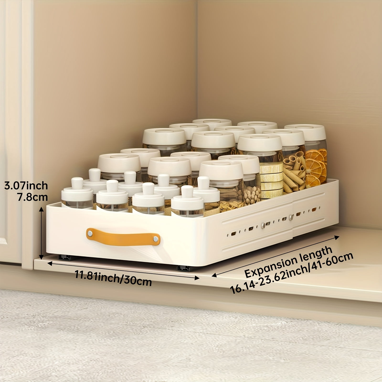 Adjustable Metal Pull-Out Storage Box - Expandable & Deepened Heavy ...