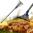 thumbnail image 1 of FENHRTVM Rake for Leaves,18 Teeth Adjustable Mental Garden Rake 62in Black Leaf Rakes for Lawns, 1 of 6