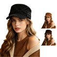 thumbnail image 1 of Adjustable Metal Suede Equestrian Flat‑Brim Fashion Cap, 1 of 4