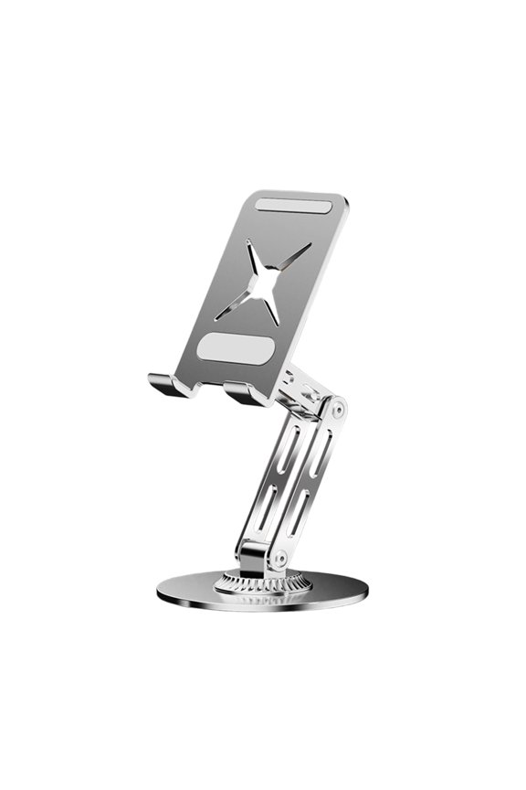 Adjustable Metal Tablet Stand with 360° Rotation, Foldable and Portable Design, Anti-Slip Support for Secure Viewing, Working, and Live Streaming on Desktop