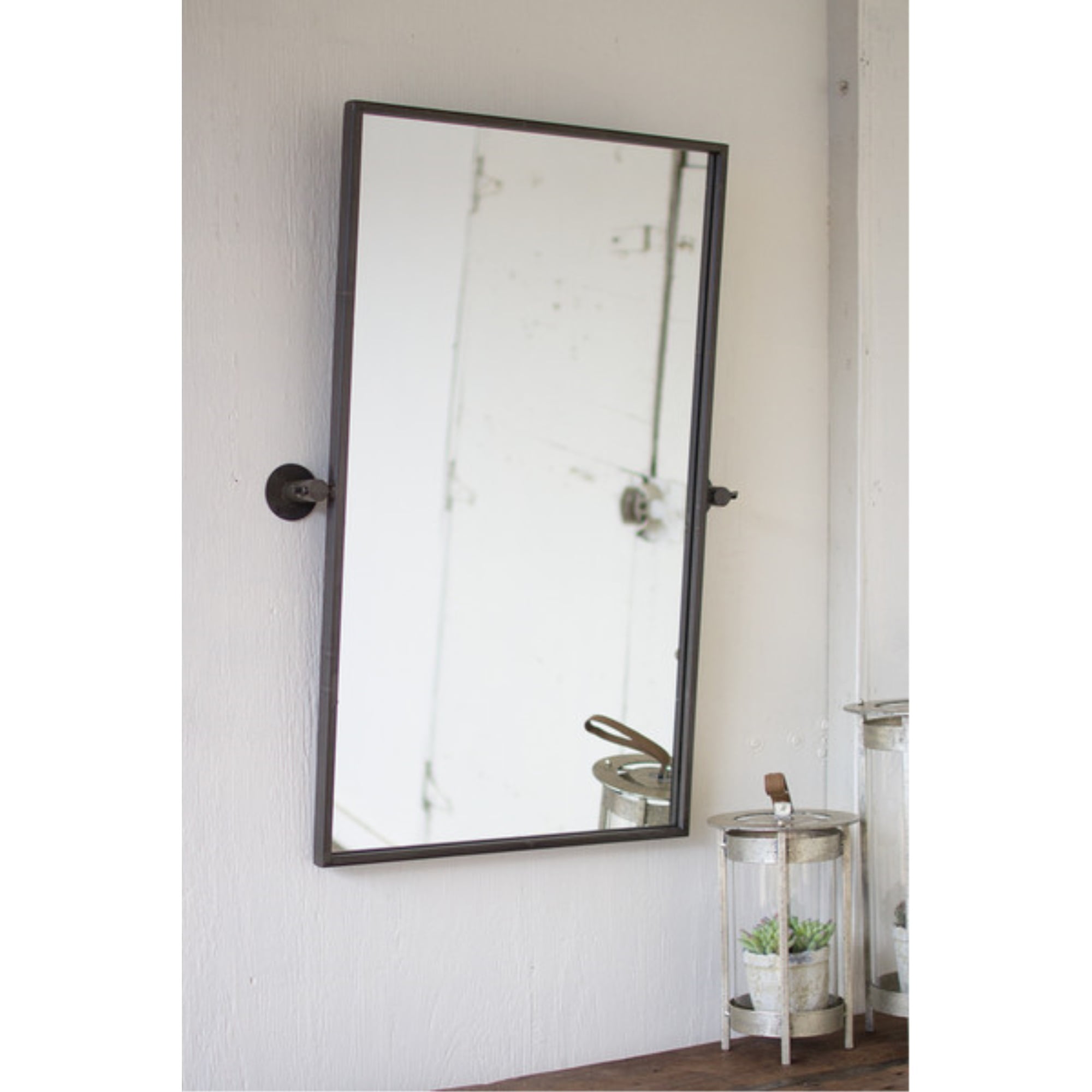 Adjustable Full Length Rectangular Metal Wall Mirror