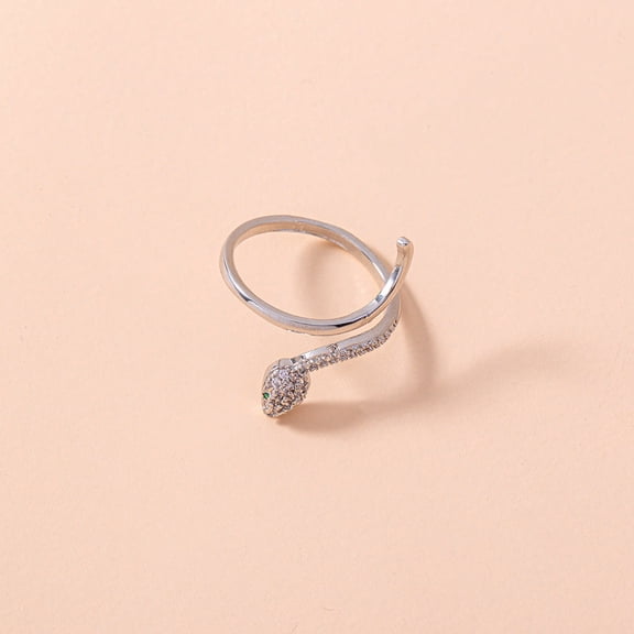 Adjustable Snake Ring With Green Eyes Animal Zodiac Fashion Copper Zircon Micro Set Ins Fashion Ring For Women