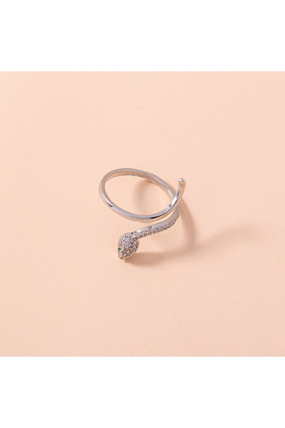 Adjustable Micro-set Zircon Green Eyes Snake Ring