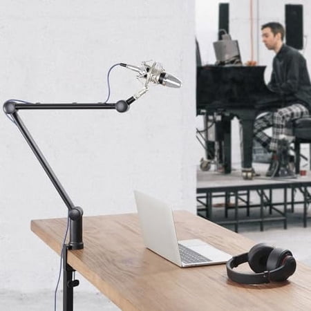 Adjustable Microphone Boom Arm - Low Profile Mic Arm Desk Mount - Universal Boom Arm Mic Stand for Desk, Microphone Arm Desk Mount, Mic Boom Arm Desk Mount - Gaming Mic Holder, Podcast Mic Stand