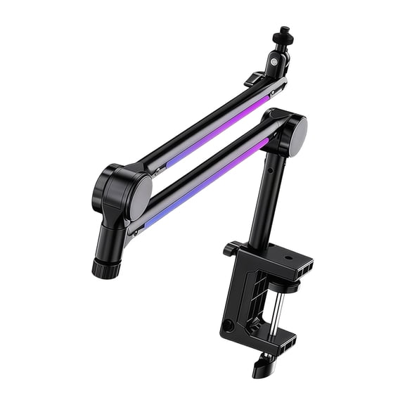 Adjustable Microphone Mounting Bracket With Color Lighting For Podcasting And Video Production