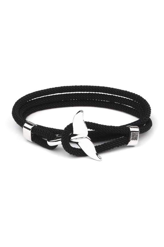 Adjustable Milan-Cord Rope Chain Wristband Whale Tail Wrap Bracelet for Men