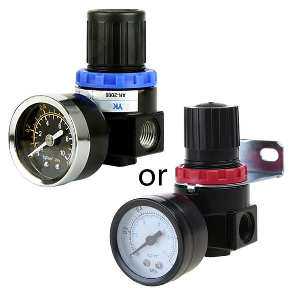 Adjustable-Mini Air Compressor Pump Pressure AR2000 BR3000 BR4000 G1/4 Relief Regulator Control Valve with Gauge