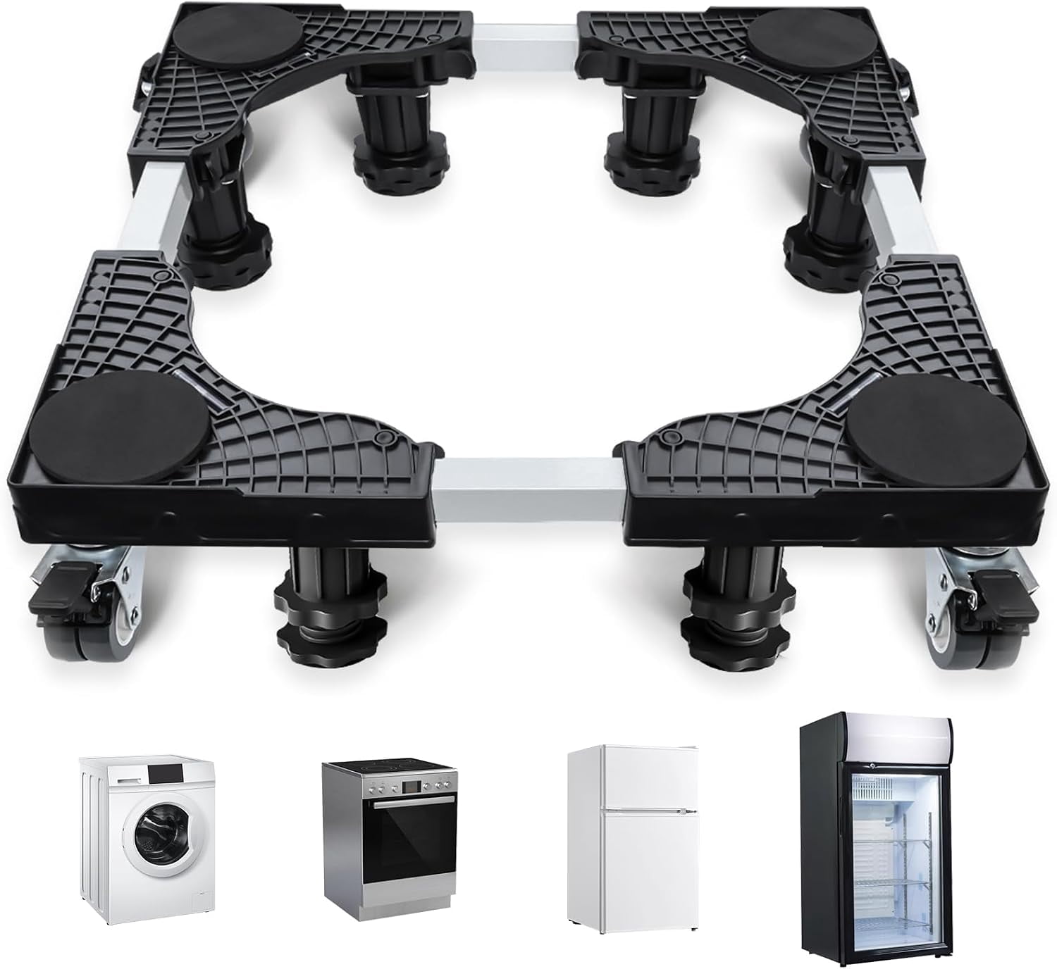 Mobile Standing Freezer Adjustable Mini Fridge Stand with Wheels-Heavy Duty Mobile Dolly for ...