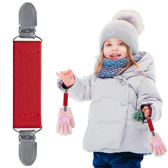Adjustable Mitten Clips,shirt clips,clothing cinch clip,attache mitaine enfant,Elastic Winter Glove Clips,for Kids Toddlers Girl Babies Cold Weather and Adults,Red,1pcs