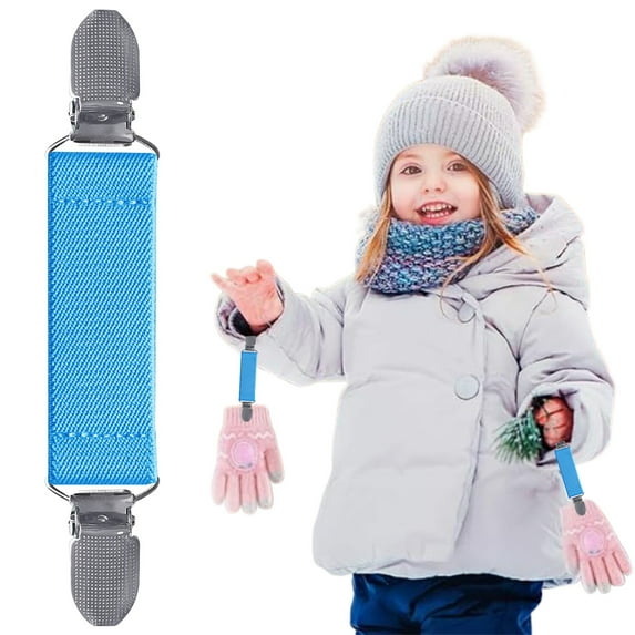 Adjustable Mitten Clips,shirt clips,clothing cinch clip,attache mitaine enfant,Elastic Winter Glove Clips,for Kids Toddlers Girl Babies Cold Weather and Adults,Blue,1pcs