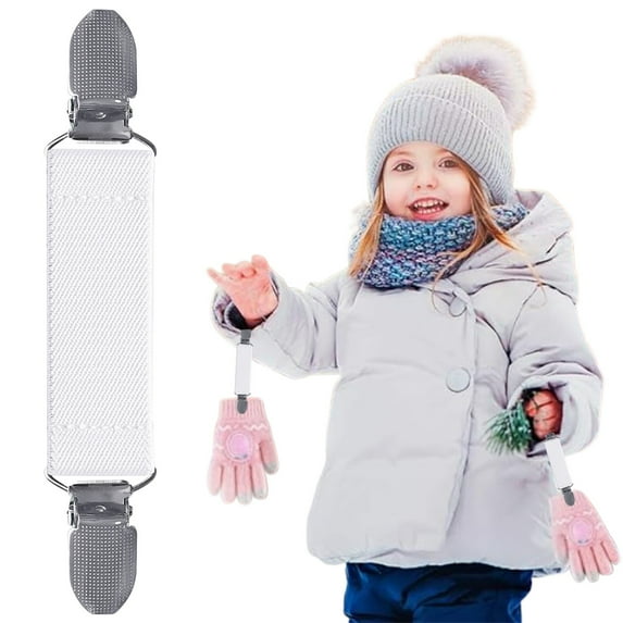 Adjustable Mitten Clips,shirt clips,clothing cinch clip,attache mitaine enfant,Elastic Winter Glove Clips,for Kids Toddlers Girl Babies Cold Weather and Adults,White,1pcs