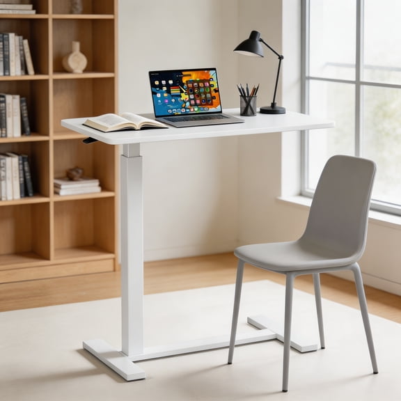 Adjustable Mobile Bed Table, Computer Desk with Wheels