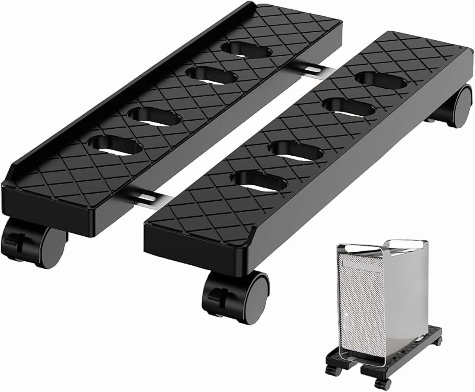 Adjustable Mobile CPU Stand, Ventilated Computer Tower Stand with 4 Caster Wheels Fits Most PC Tower, Under Desk CPU Holder PC Floor Cart Computer Riser for Gamers and Students (Black)