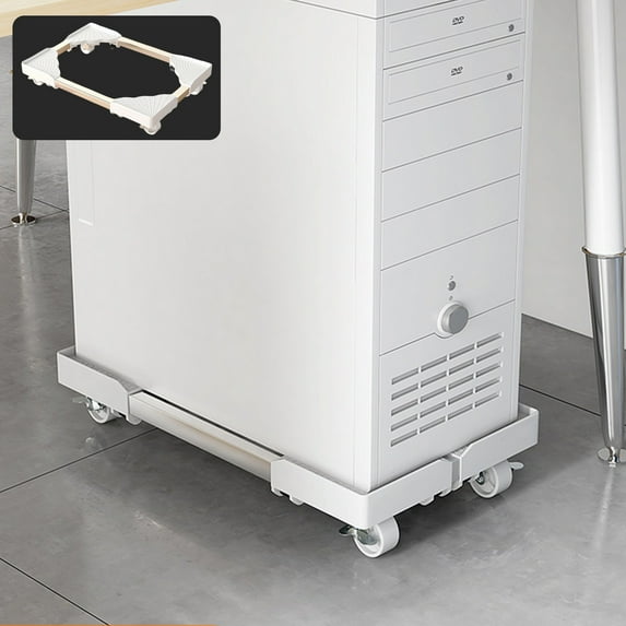 Adjustable Mobile CPU Stand, Ventilated Computer Tower Stand with 4 Caster Wheels Fits Most PC Tower, Under Desk CPU Holder PC Floor Cart Computer Riser for Students and Gamers