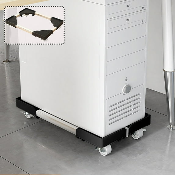 Adjustable Mobile CPU Stand, Ventilated Computer Tower Stand with 4 Caster Wheels Fits Most PC Tower, Under Desk CPU Holder PC Floor Cart Computer Riser for Students and Gamers
