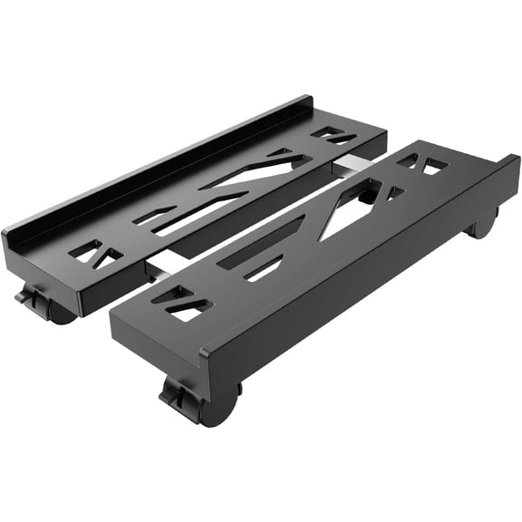 Adjustable Mobile CPU Stand with 4 Caster Wheels, Ventilated Under-Desk PC Tower Cart, Fits Most Computers – Black