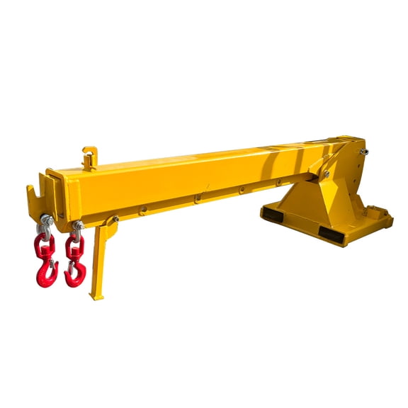 Adjustable Mobile Forklift Crane Lifting Hoist Truss Jib Boom Hook with 2 Hooks Tilt Angle 0-75 7-12ft Telescopic Arm