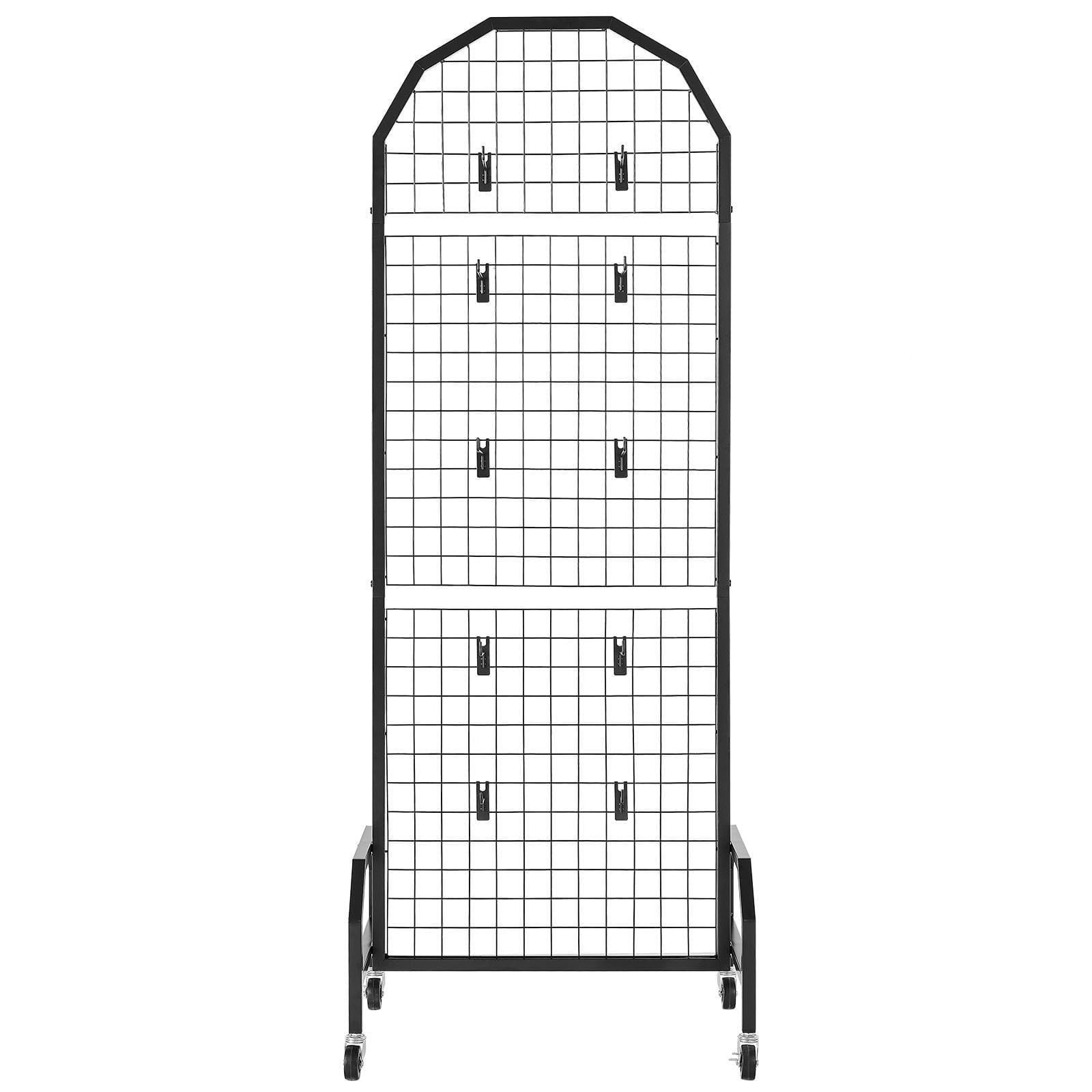 Adjustable Mobile Gridwall Display, 2 Black Carbon Steel Panels, 1.9 x ...
