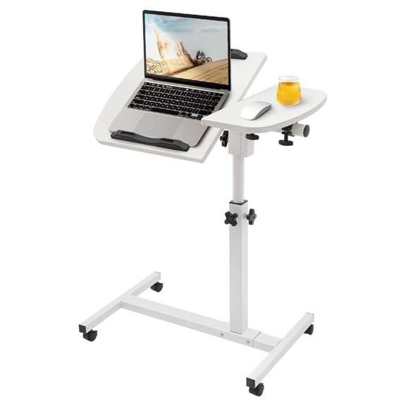 Adjustable Mobile Rolling Laptop Cart Computer Workstation Desk, Computer Mobile Stand Sofa/Bed Side Table Hospital Table Stand w/Lockable Casters