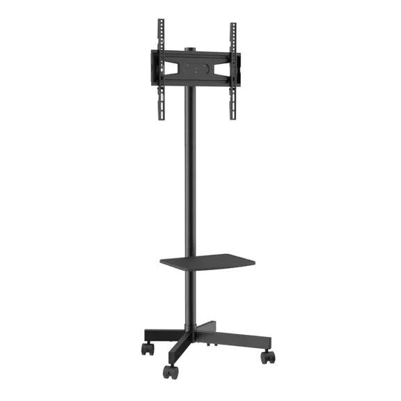 Adjustable Mobile TV Stand for 23 to 60 Inch TVs,Portable Rolling Cart with Wheels and Tray for AV Devices,Ideal for Living Room and Bedroom Use