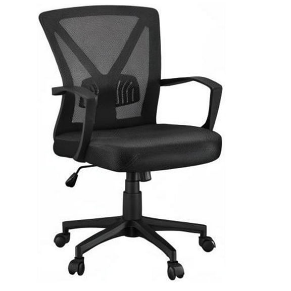 Adjustable Modern Office Chair, Ergonomic Desk Chair, Mid-Back Mesh Swivel Computer Chair with Lumbar Support, Comfortable Executive Rolling Task Chair with Armrests for Women, Adults, White