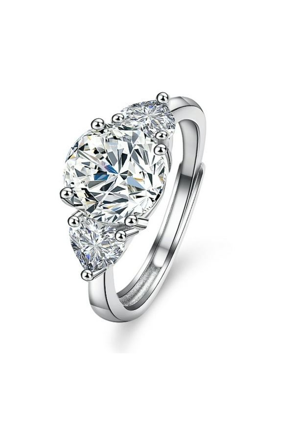 Adjustable Moissanite Wedding Ring for Women center stone 3ct Side Stone 0.5ct*2 D Color VVS1 Diamond Rings Sterling Silver Moissanite Ring Engagement with Certificate