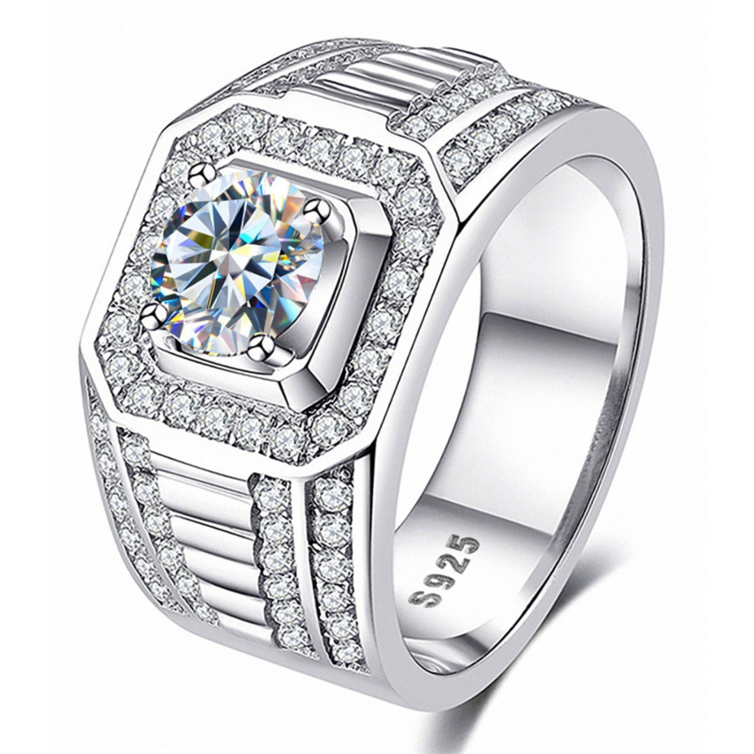 Adjustable Moissanite Wedding Diamond Rings for Men 1ct D Color Rings ...