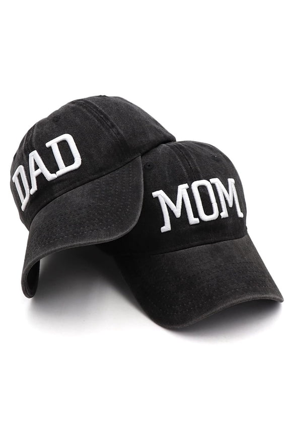 Adjustable Embroidered Cotton Fathers Day Baseball Cap, Black, Adult Unisex, 2 Pack