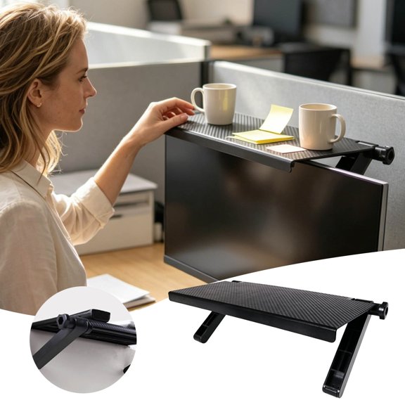 Adjustable Monitor Shelf Foldable Screen Top Rack Durable Desktop Organizer For Office Home Desk(Grey-33X16Cm)