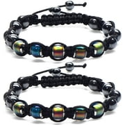 BILLBIANC Adjustable Mood Bracelet For Women 2 Pieces Dazzling Shimmer Color Changing Beads Based On Emotions Thermochromic Bead Bracelets For Kids And Adult