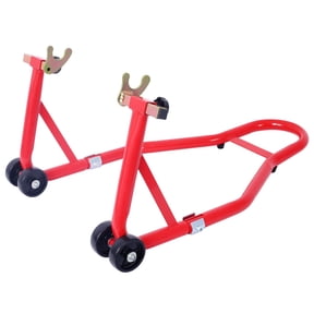 Adjustable Motorcycle Stand 1000LB Sport Bike Front and Rear Wheel Lift Swingarm Paddock Stands for Garage Maintenance, Red