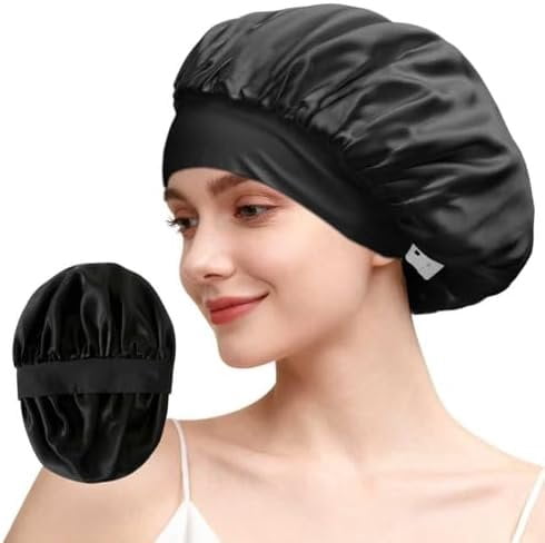 Adjustable Mulberry Silk Bonnet for Sleeping Women with Button Strap ...