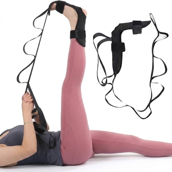 Adjustable Multi-Loop Leg Stretcher Strap for Physical Therapy Yoga Support and Flexibility Training