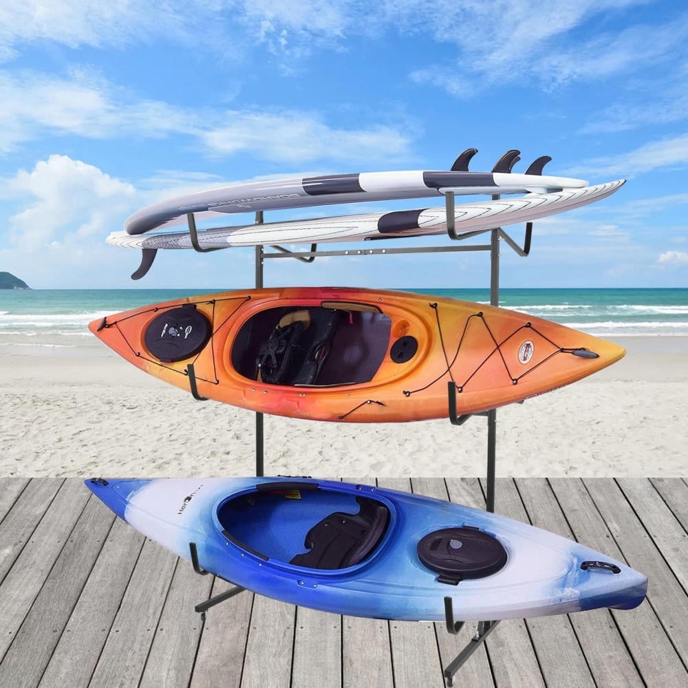 Adjustable Multi-Purpose Watercraft Organizer - 6-Slot Kayak/Canoe Rack for Docks & Garages