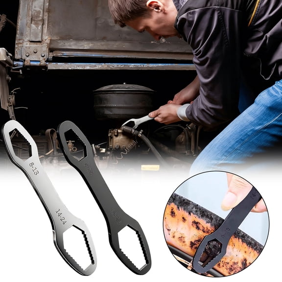 Adjustable Multi Size Wrench Double-Headed Hand Tool for Bolts, Compact Portable Spanner for Home Repair, Auto, and Mechanical Maintenance