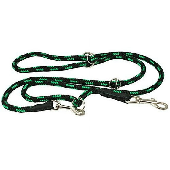 Adjustable Multifunctional Rope Dog Leash 42"-70" Green/Black Medium 0.4" (10mm) Diam
